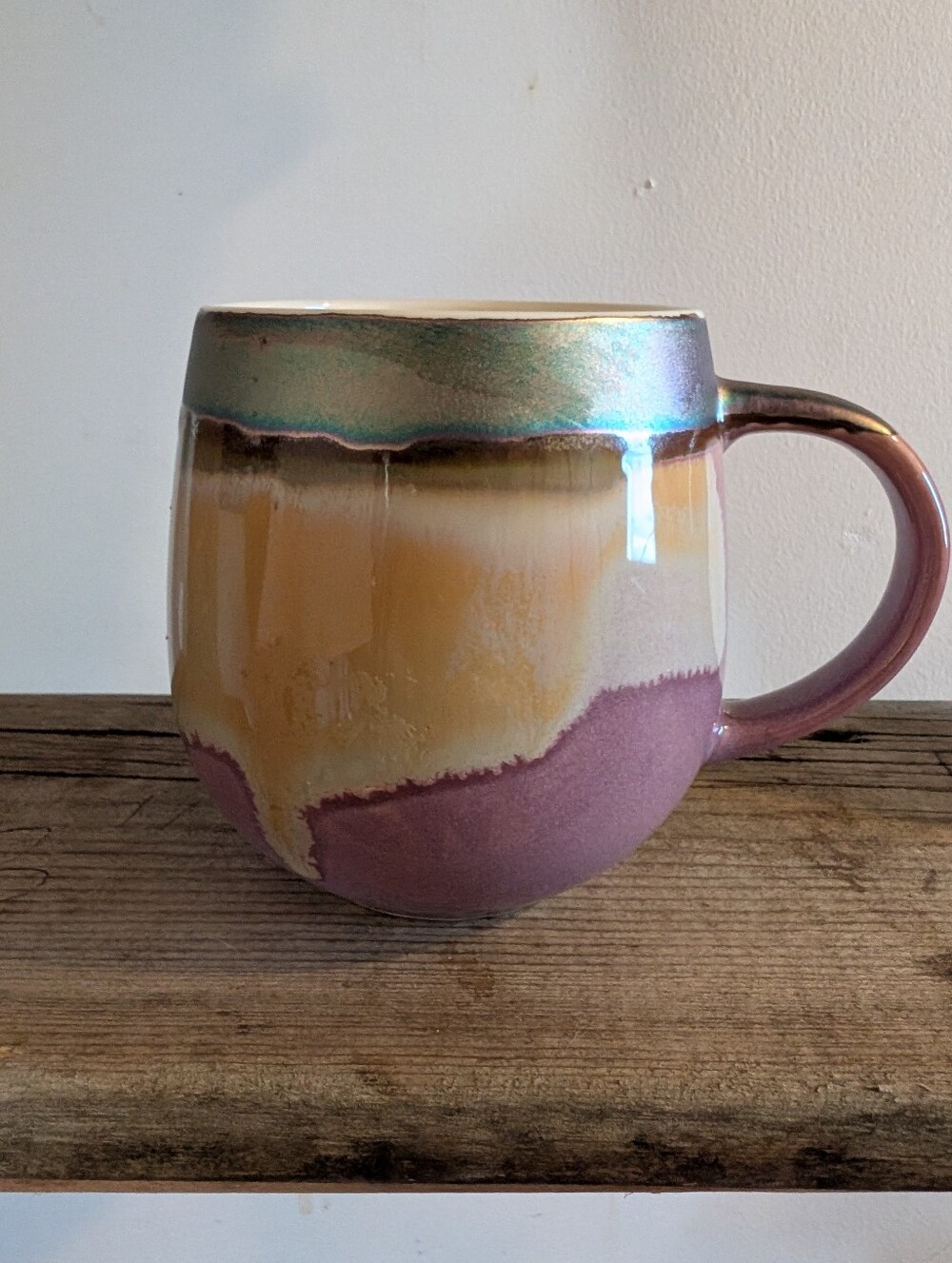 Potter's Corner Ceramic Drip Mug in Purple and Cream